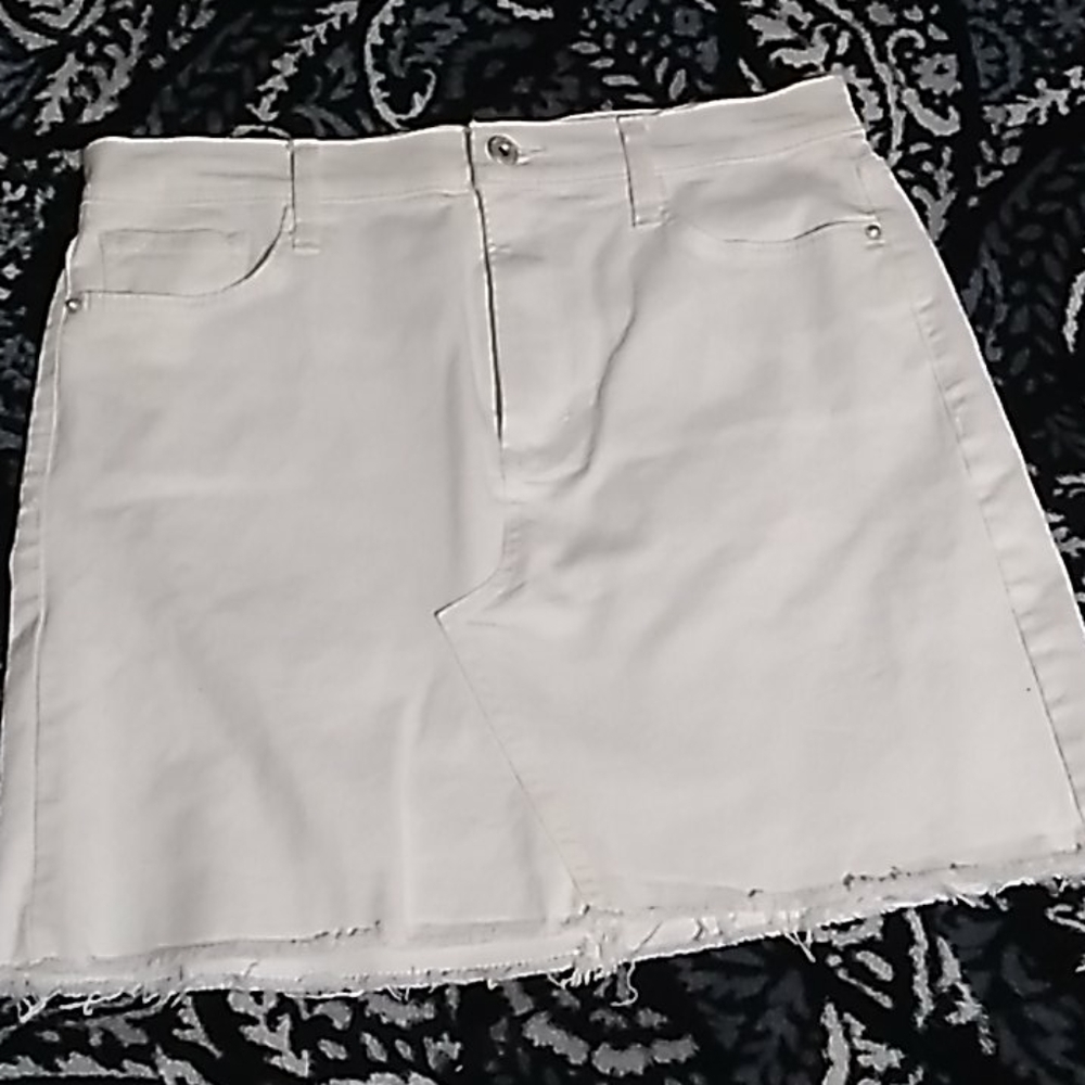 White jean skirt